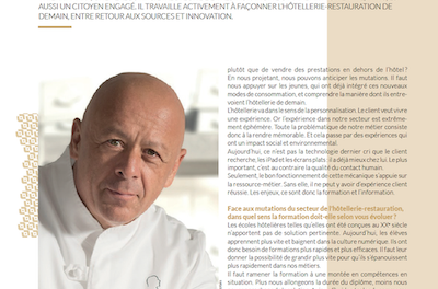 Fine hotel dining of the future: Towards a community approach, interview with chef Thierry Marx