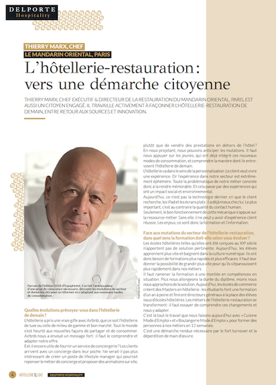 Fine hotel dining of the future: Towards a community approach, interview with chef Thierry Marx